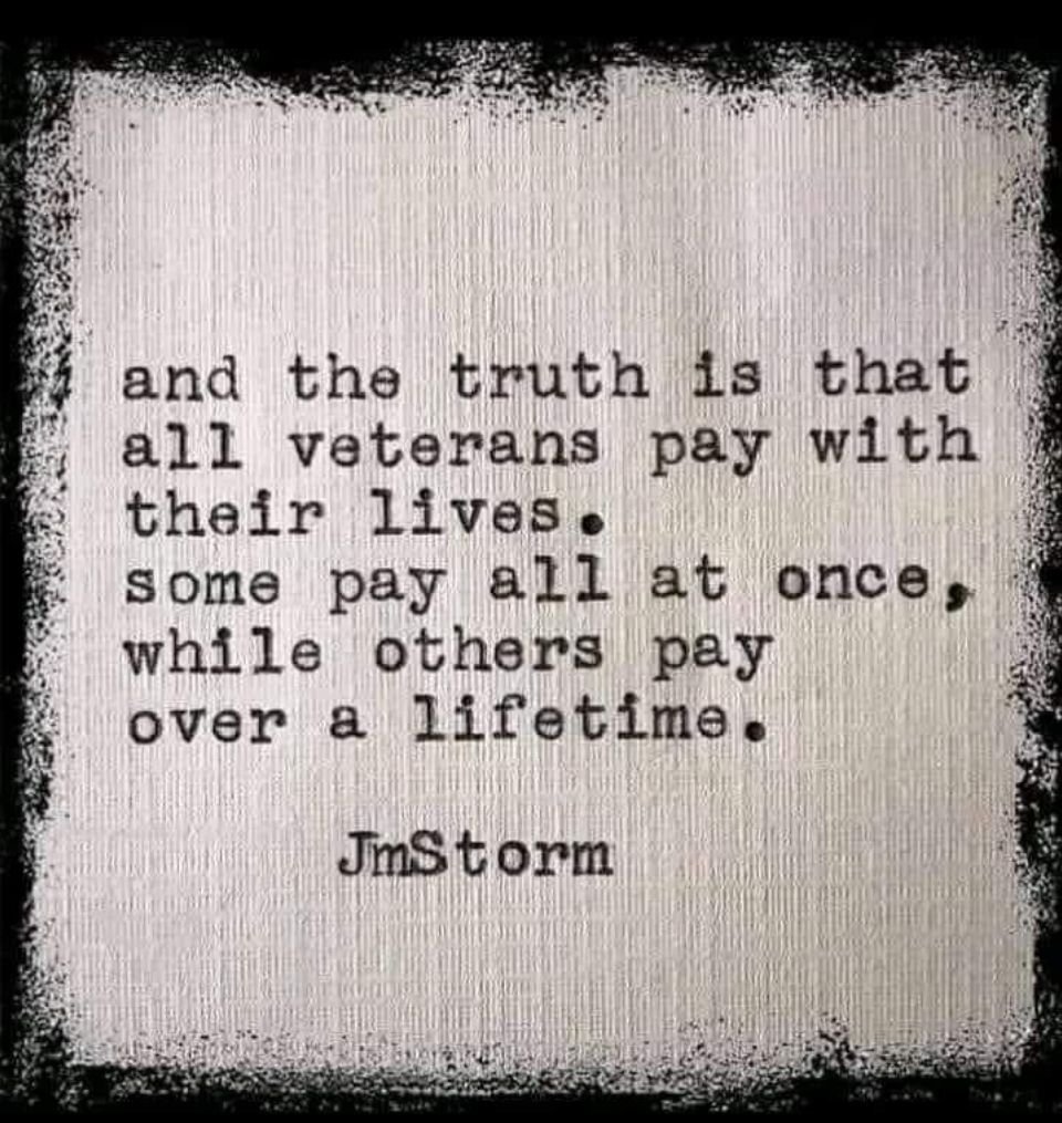 This. 
In honor of my family of brave American veterans. My father, my grandfather, my uncles, and cousin. What a LEGACY of brave ones: Jim Wright, Don Greenwood, Tom Wright, Bob Greenwood, Lloyd Greenwood, Hank Greenwood, Bob Arnold, David Kamla,