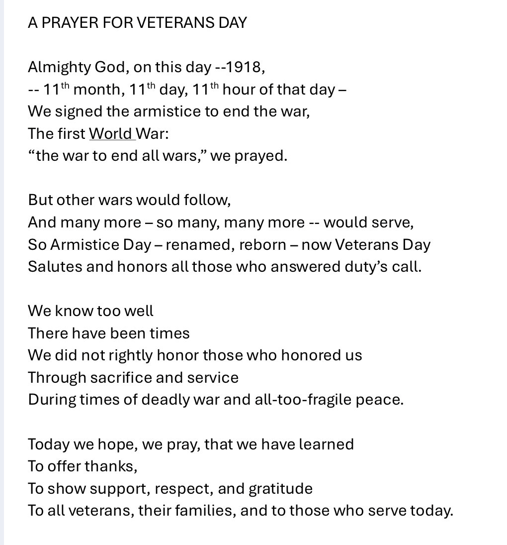 ArnoldResnicoff's tweet photo. I’m proud to share this prayer for Veterans Day that I’ll offer today, here in DC: first, at the Cosmos Club, and then at the Vietnam Veterans Memorial. My hope is that this will be a meaningful and inspiring day for all, as we remember the past and dream about the future. https://t.co/khZPRCowzi