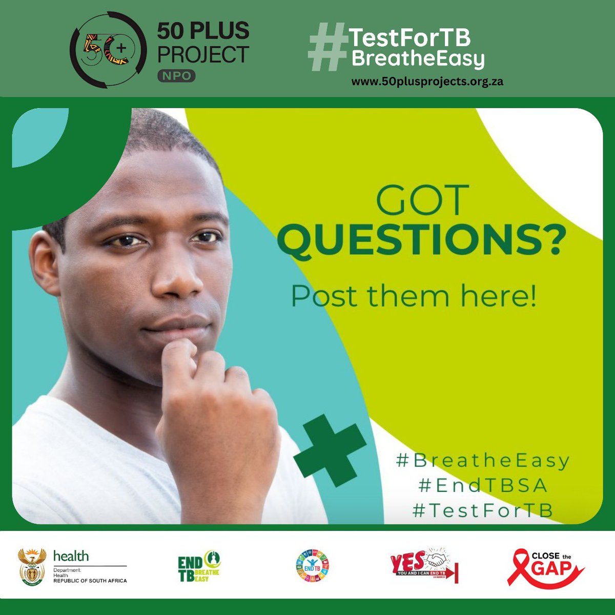 50plusprojects's tweet photo. We will definitely make sure all questions to ending the myths of #Tuberculosis are concluded so we #EndTB #TestForTB #BreathEasy #AgingStrong #CloseTheGap https://t.co/NguR7HwXTv