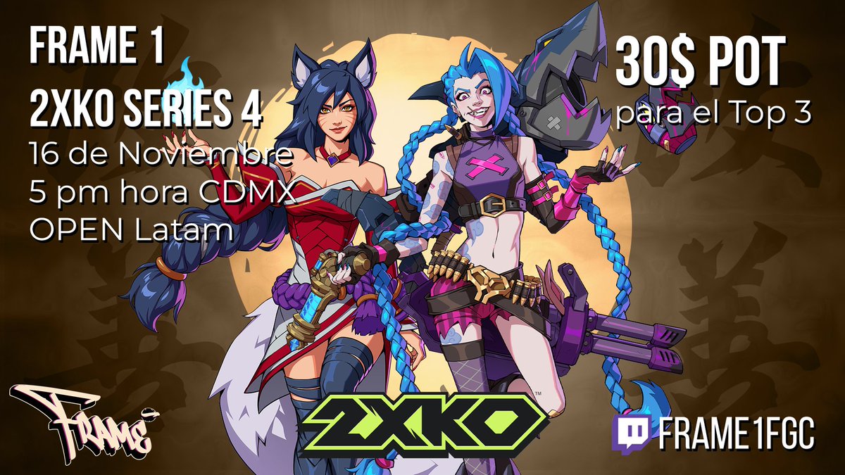 Frame1FGC's tweet image. Tenemos torneo este fin de semana, nuevamente de 2XKO, con premio de 30 dólares repartido entre el top 3. ¡Así que no se lo piensen y entrenle!

start.gg/tournament/fra…