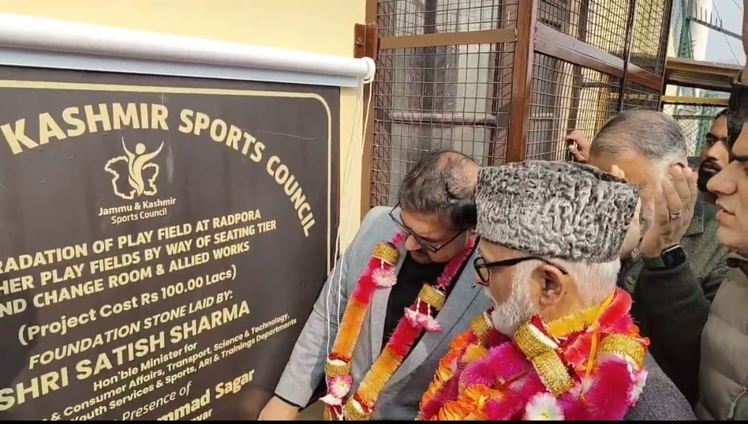 JKNC_'s tweet image. Sports Minister Satish Sharma and MLA Khanyar @AliMSagar_ laid the foundation for ₹1 Cr upgradation of Radapora and Gani Memorial Stadiums in Khanyar, joined by MLA Hazratbal @SalmanaliSagar. Both the stadiums a symbol of Sagar’s commitment to sports, will see enhanced…