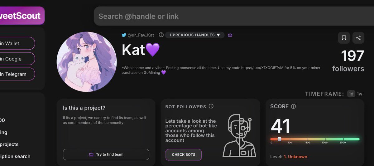 ur_Fav_Kat's tweet image. Glad my tweetscore hasn’t gone down hopefully it goes up so I can reach the next tier !🫡

Praying hopefully that my mutuals and connections gets theirs to go up more soon , yall always put the work in !💜

Check yours out !

#Crypto #Bitcoin #GoMining