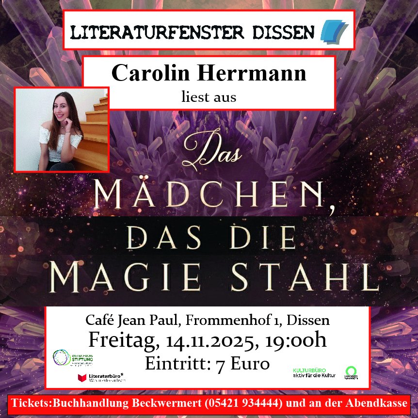 #Fantasy mit #Witz und #Charme. #Literatur #Lesung #Bücher #Roman #Autorin #Dissen #Romance #Magie #Carolinherrmann #Badrothenfelde #Hilter #Wellingholzhausen #Badlaer #Halleinwestfalen #Borgloh #Wellendorf #Osnabrück
