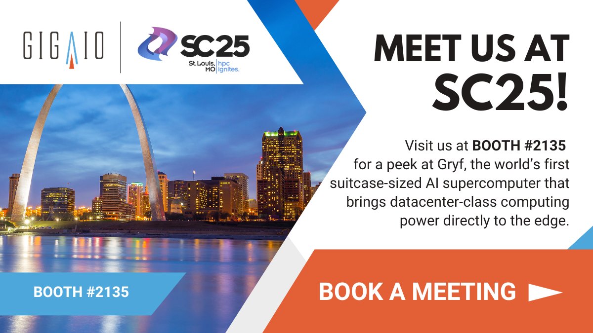 giga_io's tweet image. Reserve your one-on-one at #SC25 to find out how GigaIO&apos;s &quot;secret AI sauce&quot; enables shared memory and low-latency communication across GPUs and accelerators from various manufacturers, significantly scaling #AIworkloads. Click here to book: bit.ly/47norR3 #GigaIOSC25