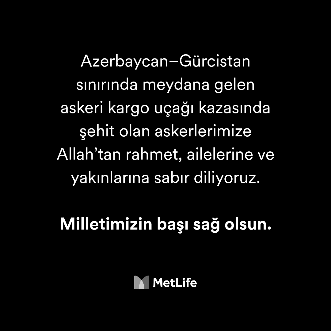 Azerbaycan–Gürcistan sınırında meydana gelen askeri kargo uçağı kazasında şehit olan askerlerimize Allah’tan rahmet, ailelerine ve yakınlarına sabır diliyoruz.

Milletimizin başı sağ olsun.