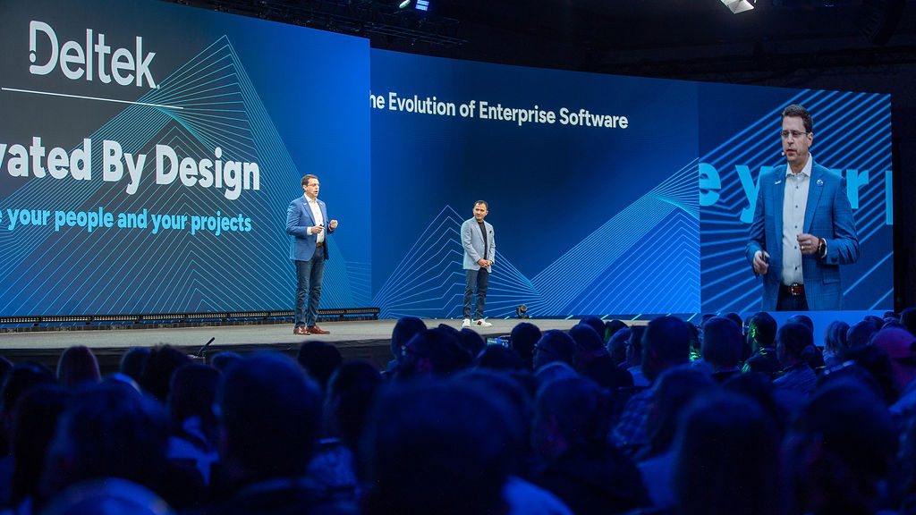 Deltek's tweet image. Today at #DeltekProjectCon, members of our leadership team took the stage to share a glimpse into how the future of Deltek is ‘Elevated by Design’ 🏔️

A new era of Deltek is here... stay tuned 👀