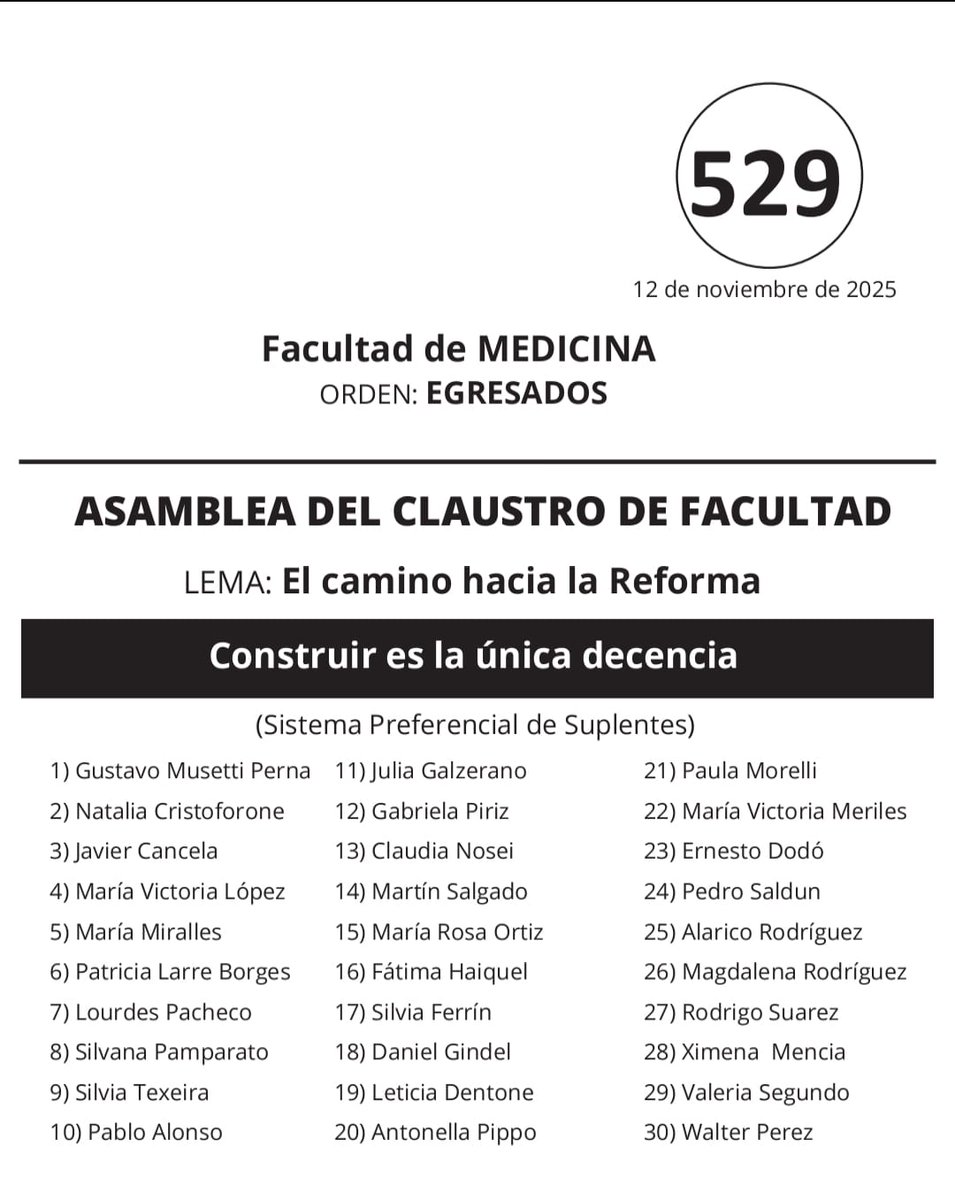 AgrupFosalba's tweet photo. 🔊Elecciones Universitarias 🔊

Mañana de 8 a 19 son las elecciones universitarias, en Mdeo egresados votan en edificio de EUTM de Parque Batlle.

Estas son las listas que apoyamos desde la agrupación! 

Acercate a las mesas que estarán en la vereda para solicitar tu lista! https://t.co/ewIydUcIQx
