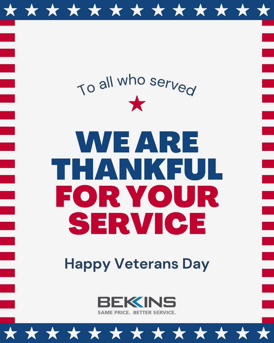 _bekins's tweet photo. To all who served, we are thankful for your service. Happy Veterans Day🇺🇸

#BekinsAppliances #happyveteransday #veteransday #localsupportinglocal #thankyou https://t.co/I4n3Q4zCTZ
