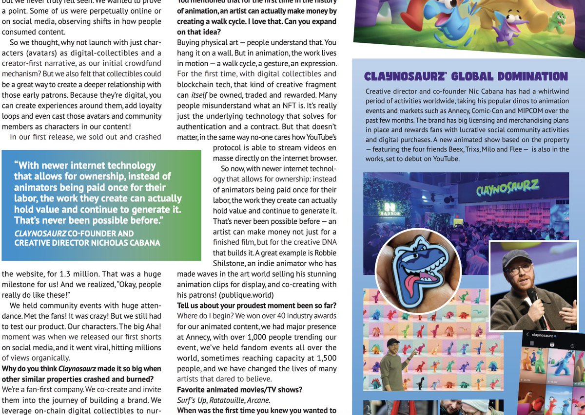 Cabanimation's tweet image. What an honor, tysm @animag !! Claynos featured in the website takeover. 

We&apos;re also featured in the latest pre-Academy Award issue (the special one). You can buy print, digital...or both 🌋

Animation Magazine is the gold standard for industry news, and we&apos;re excited to be…