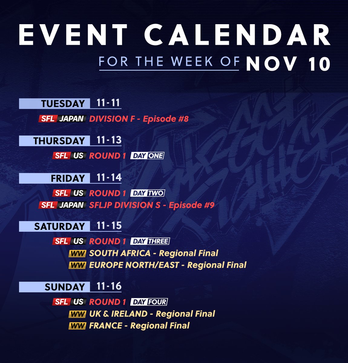 Street Fighter League filled week! Grab your tickets to join us live for some #SFLUS2025 action! Mark your calendars to tune in this weekend for more #CPTWW2025 to see who qualifies to #CAPCOMCUP12. 👊

🎟️: eventbrite.com/cc/street-figh…