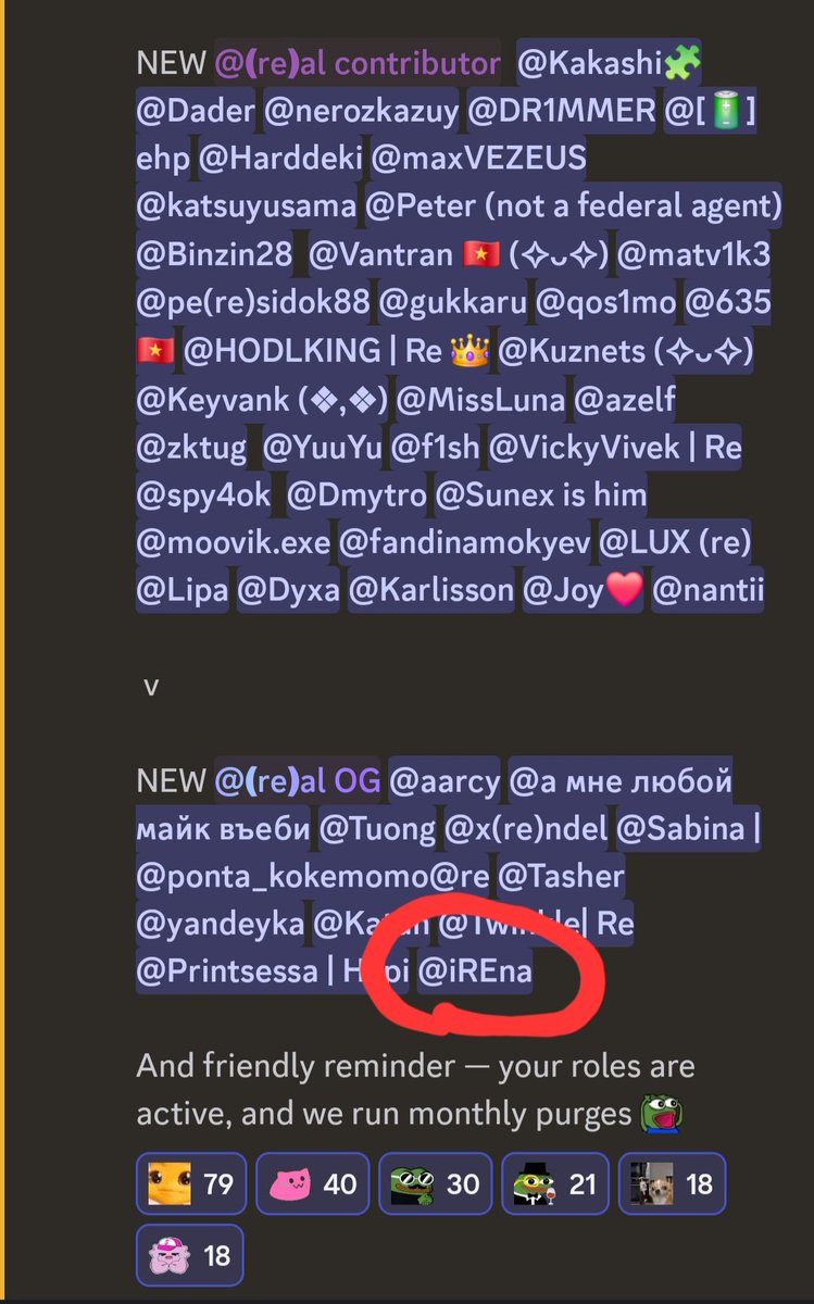 0xIrina's tweet photo. 11/11 Today was the promotion, and I got a role in @re - (Re)al OG!  I’m so happy and grateful to everyone who supported and believed in me 💜 Congrats to all my friends @Dannnnnok, @availableswagg, @sirindel, @yandeyka, @f1shthelegend, @skelet_88 and others. We did it! https://t.co/Yn6gvGh8nV