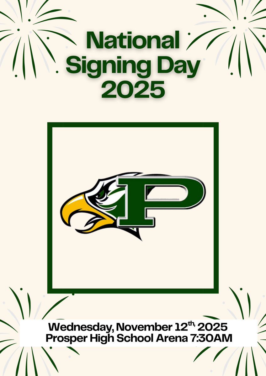 prospervb's tweet image. Join us tomorrow morning at 7:30 AM in the arena for Signing Day! Come celebrate our athletes as they take the next step in their academic and athletic journeys💚🤍