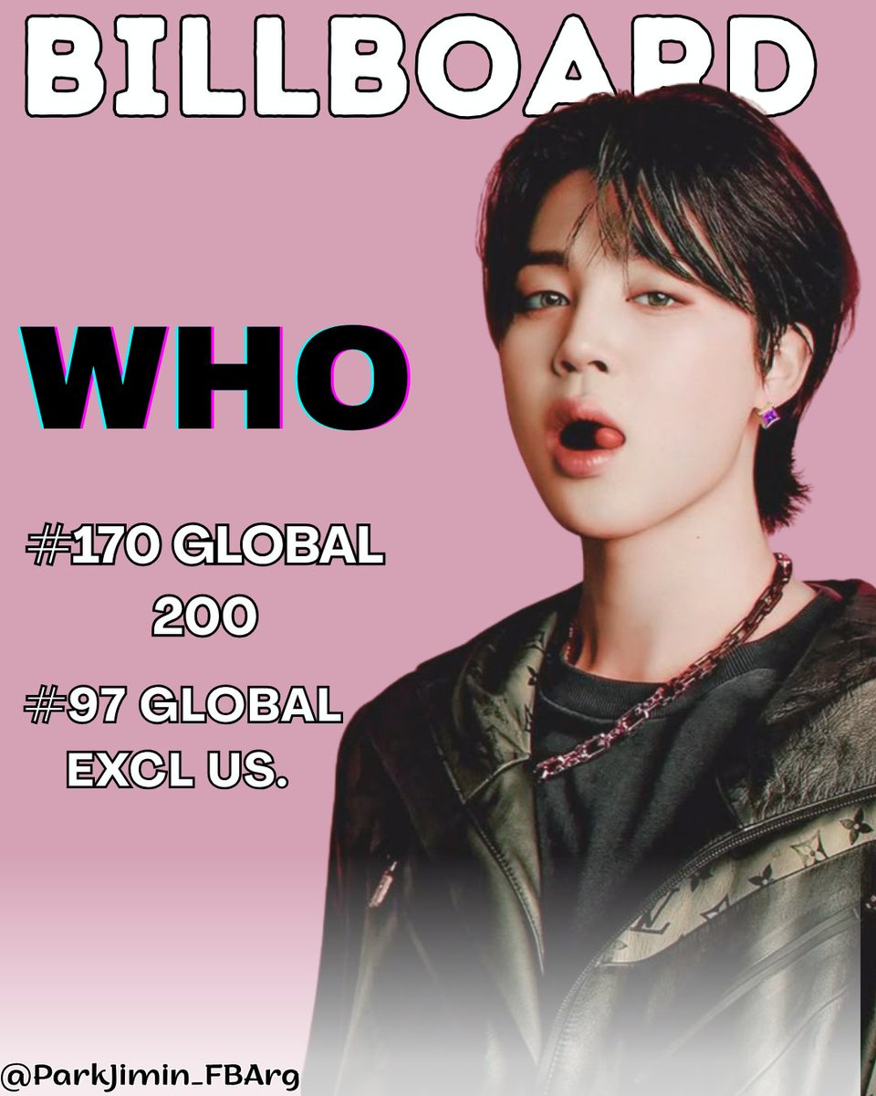 📊|| Billboard Charts - #JIMIN
[Semana del 15 de noviembre del 2025]

🔸WHO
#160 Billboard Global 200 — 68 Semanas.

#110 Billboard Global Excl US. — 68 Semanas 

¡Aumentemos el stream a Who!🙏

#Jimin_Who  #JIMIN #지민