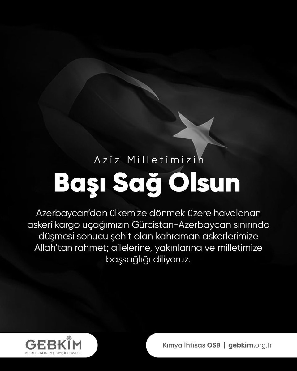 Aziz Milletimizin Başı Sağ Olsun

Azerbaycan’dan ülkemize dönmek üzere havalanan askerî kargo uçağımızın Gürcistan–Azerbaycan sınırında düşmesi sonucu şehit olan kahraman askerlerimize Allah’tan rahmet; ailelerine, yakınlarına ve milletimize başsağlığı diliyoruz.