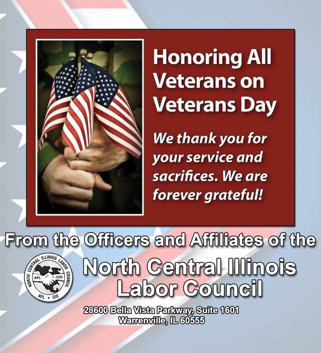 Veterans show us the power of unity, courage, and service. Today, the Warrenville-based North Central Illinois Labor Council celebrate those values and the people who live them every day.
#UnionStrong #VeteransDay #LaborNews