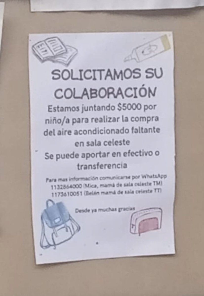 En La Matanza, mientras Kicillof hasta millones en bicicletas electoralistas, los padres hacen colecta en un jardín por que los chicos se descomponían del calor. Jardin 966 de Luzuriaga: