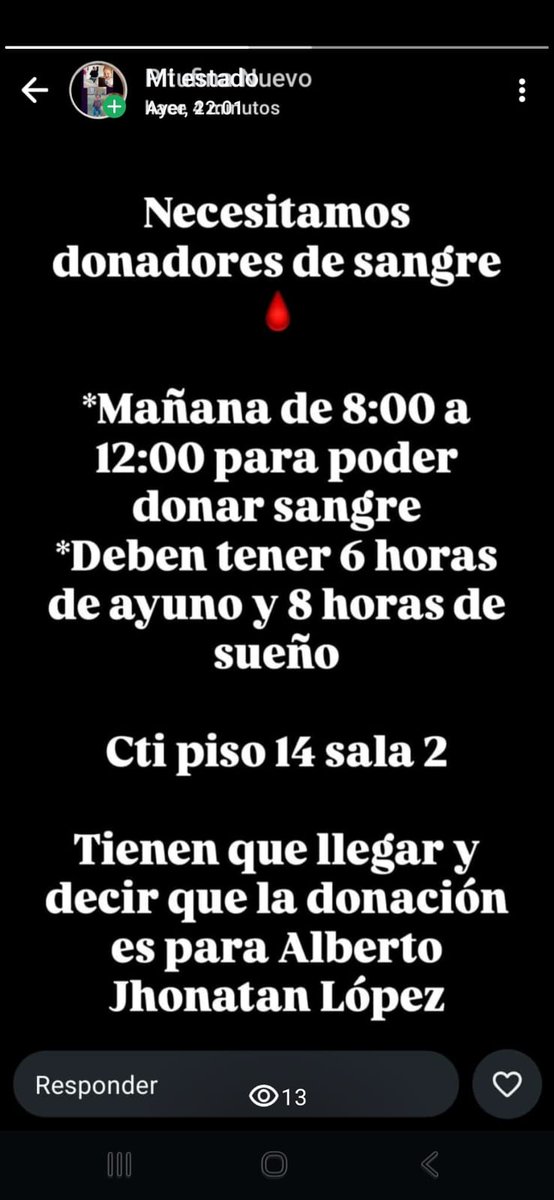 Llamado a la solidaridad, si pueden compartir les agradezco mucho