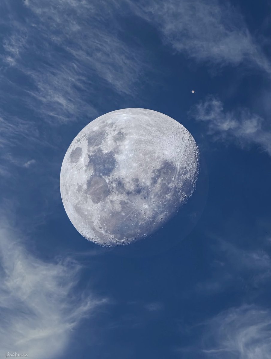 Moon and Saturn lost in blue.