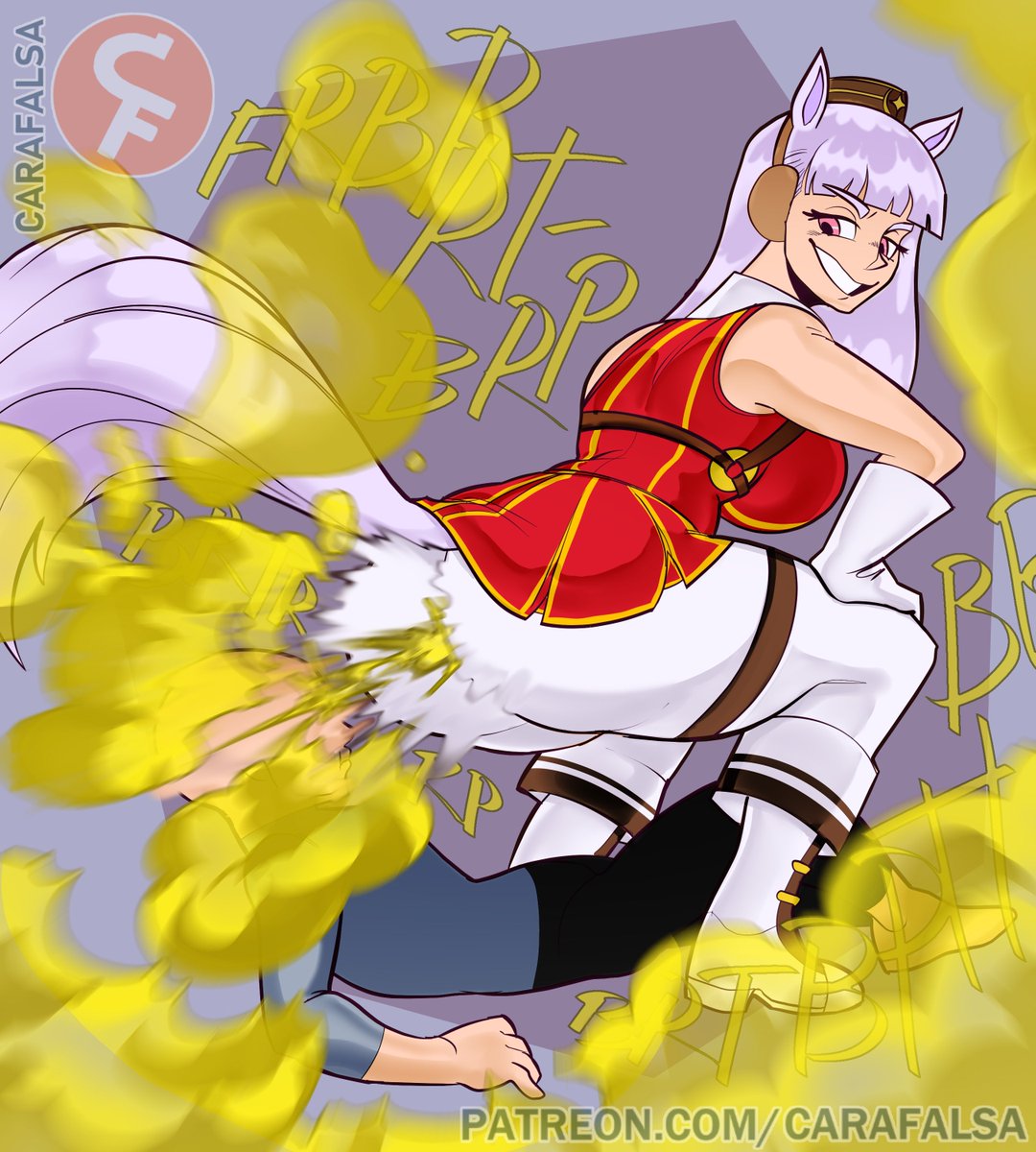 Finally able to post this pa+reon request publicly! I dont know too much about #umamusumeprettyderby but i do enjoy all of the #goldship antics I've been seein.
I like that lil fat one too, thats always eating, Oguri?
Anyway more unreleased stuff on pa+reon! #umamusme