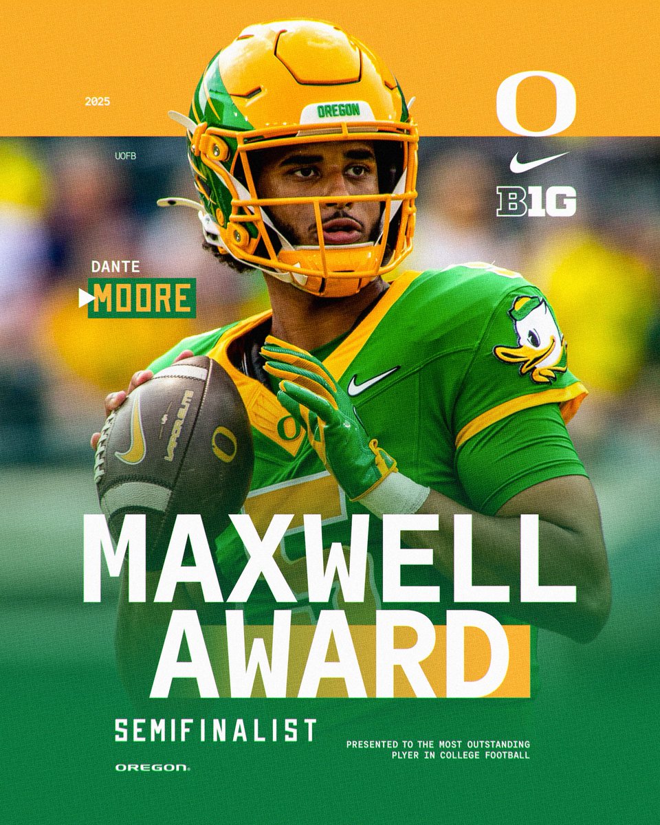 Give it up for 5️⃣ 

<a href="/dantemoore05/">Dante MOORE</a> is a Maxwell Award semifinalist. #GoDucks