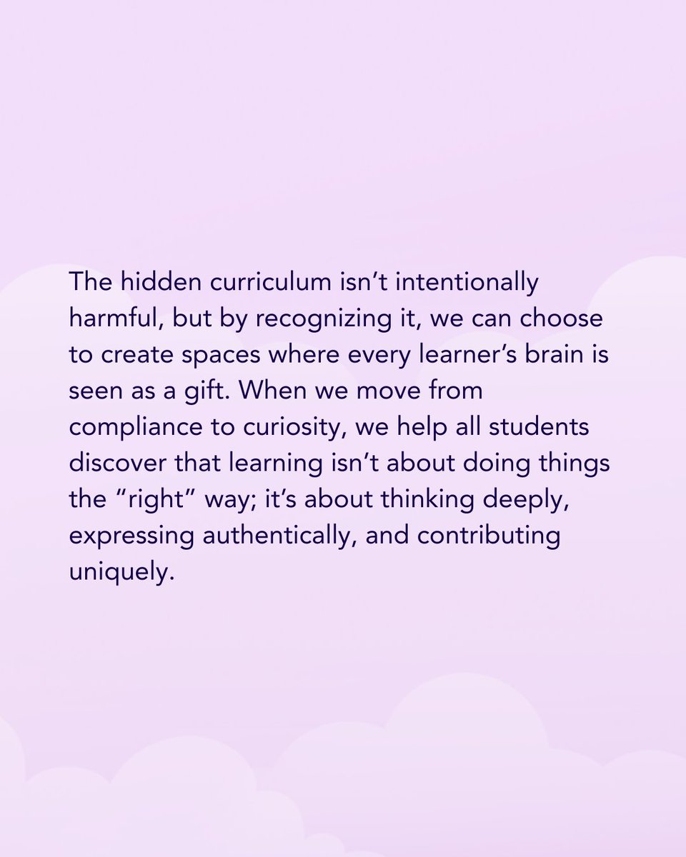 TeachingChannel's tweet image. The second curriculum, known as the hidden curriculum, contains the unspoken rules, expectations, and social norms of the classroom. This can make it difficult for neurodivergent learners to thrive.

Read more about how you can help students thrive: teachingchannel.com/k12-hub/blog/h….