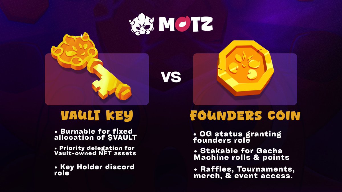 If you've ever wondered what the difference between MoTZ Founders Coins &amp; MoTZ Vault Keys.. 

Don't worry, we've got you covered 👇