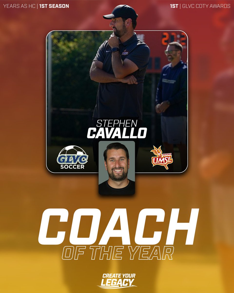 GLVCsports's tweet image. ⚽️ MAJOR AWARDS - WOMEN&apos;S SOCCER

COTY: Stephen Cavallo, @UMSLAthletics

#CreateYourLegacy