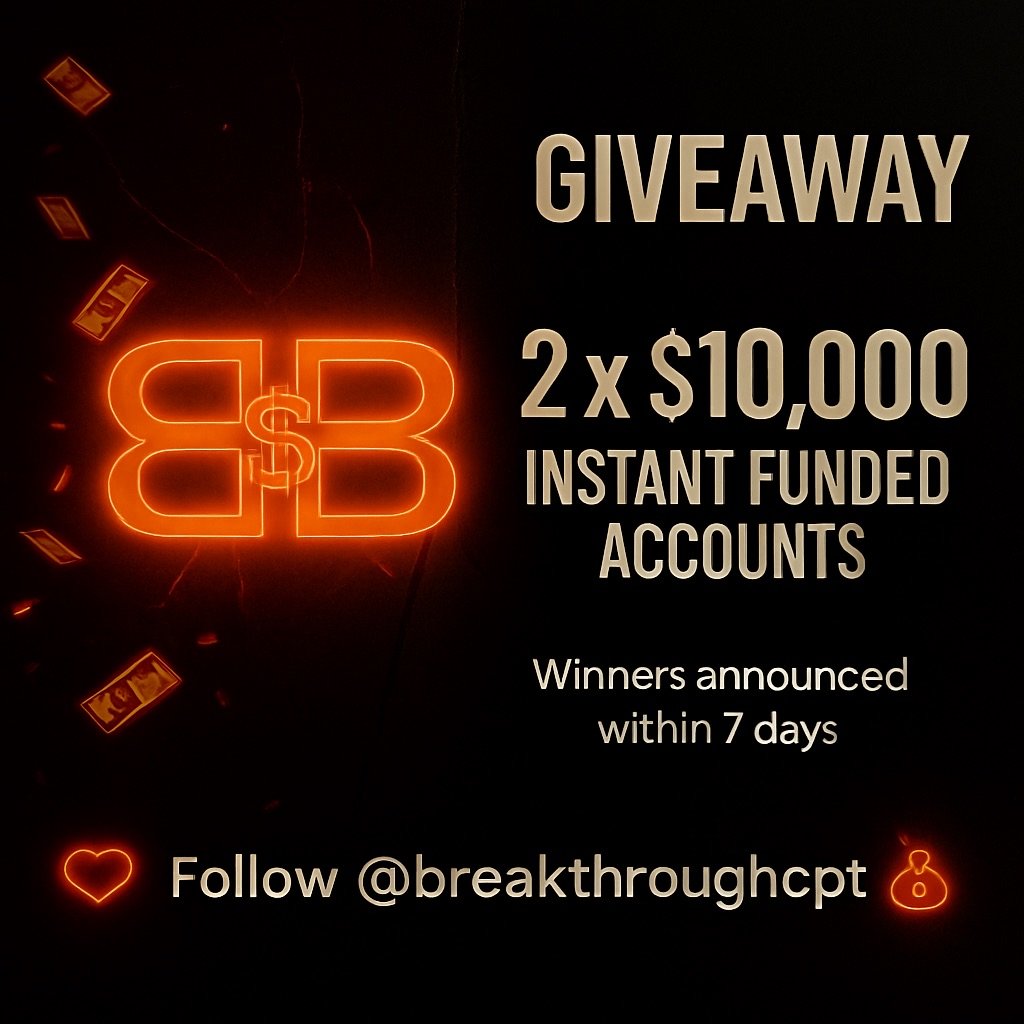 🚨 2 x $10,000 ACCOUNT GIVEAWAY 🚨

✅ Follow <a href="/Qcrypt0/">Qcrypto</a> <a href="/Breakthroughcpt/">Breakthrough Capital | Prop Firm</a> 

🔁 Like, Repost &amp; Tag 4 Traders 

⏩ Join Discord: discord.gg/breakthrough

Also follow:  <a href="/traderpercy/">Trader Percy</a> <a href="/Jalo_Trader/">JALO FOREX📊</a> <a href="/Marwan_fx01/">Marwan_fx 🐯</a>
<a href="/Aeroonfx/">MIRNGA FX📊</a> <a href="/ibnmuax_fx/">𝐓𝐚𝐥𝐤𝐚𝐭𝐢𝐯𝐞📊</a> <a href="/meeksese/">CYBER CHIEF PRIEST</a>

Ends: 7 Days ⌛