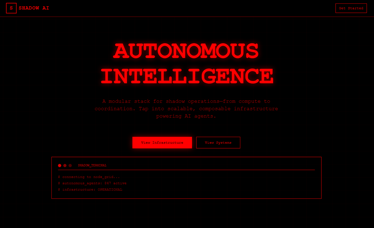 Shadow_AI_'s tweet photo. Explore the darknet intelligence—where machine learning, neural networks, and autonomous systems converge in the shadows

https://t.co/FYeCYptOj9

Launch on Sol is coming... https://t.co/hhSIjvBV8Q