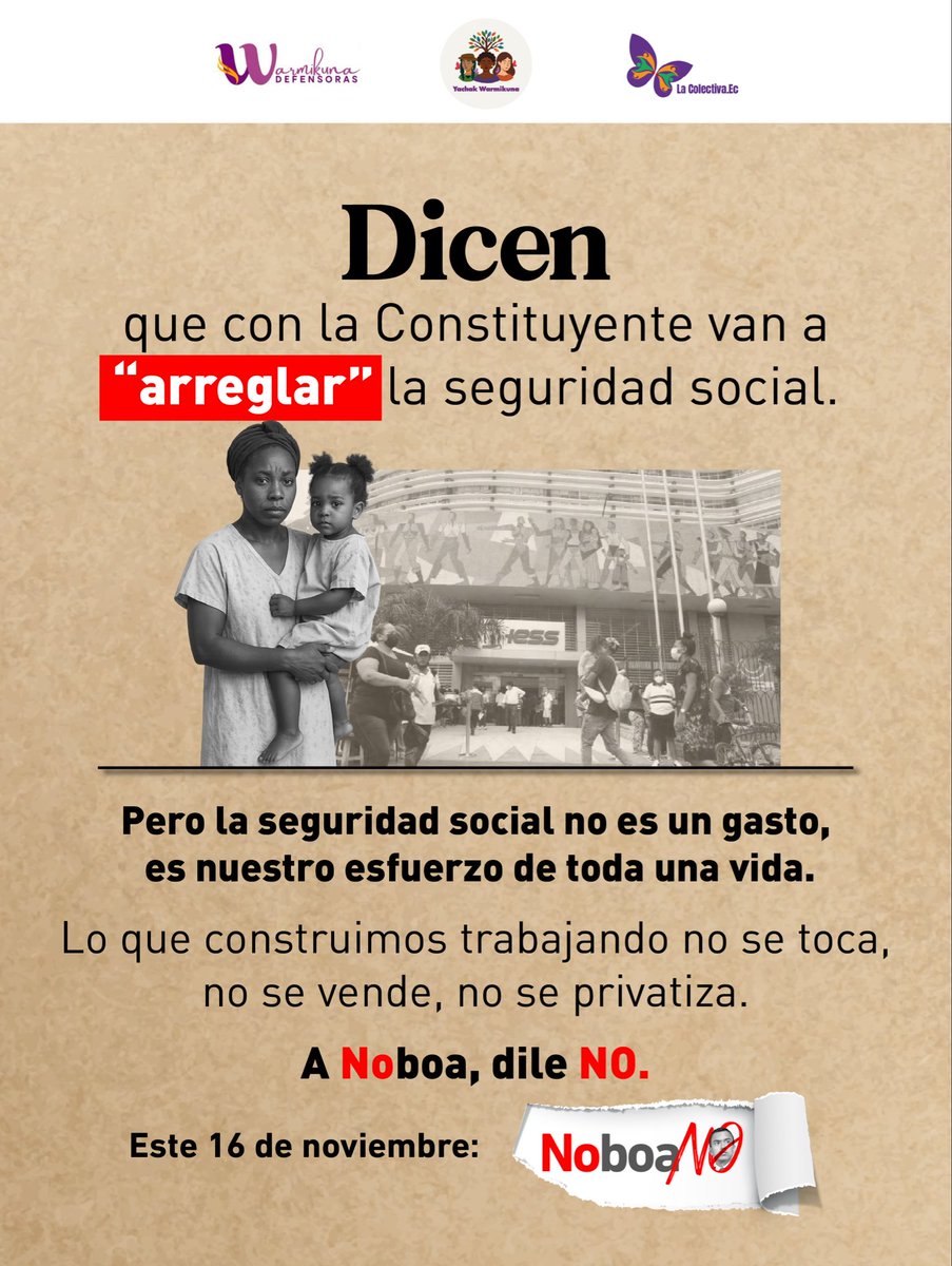 WarmiDef's tweet photo. Sabemos lo que cuesta cada aporte, cada día trabajado, cada derecho conquistado. 

No permitamos que lo llamen “cambio” cuando en realidad es despojo.

Este 16 de Noviembre dile NO a NOboa https://t.co/naC57qBXWf