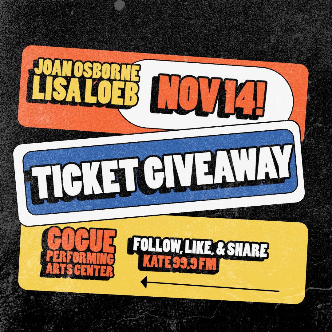 KateFM's tweet image. 🎶 GIVEAWAY ALERT! 🎶 Win tickets to see Lisa Loeb &amp;amp; Joan Osborne live in concert! To enter:

1️⃣ Follow us
2️⃣ Like this post
3️⃣ Share it with your friends

Winner announced Thursday Morning! Enter now! ✨ #ConcertGiveaway #LisaLoeb #JoanOsborne #WinTickets