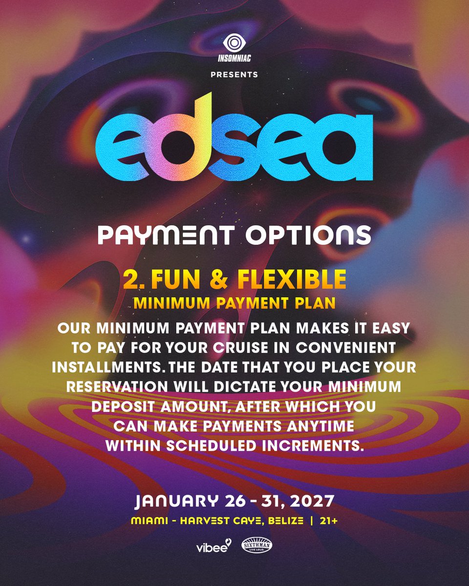 edc_sea's tweet photo. #EDSea returns January 26โ31, 2027 as we journey to Harvest Caye Belize for another magical voyage across the Electric Sea! ๐ณ๏ธ๐๐
๐ด
โ๏ธ Presale begins December 1โsign up now at https://t.co/jAH2chpPsd! โจ
โ๏ธ If you sailed with us this year or previously, check your email NOW! https://t.co/kTIhubKXi6