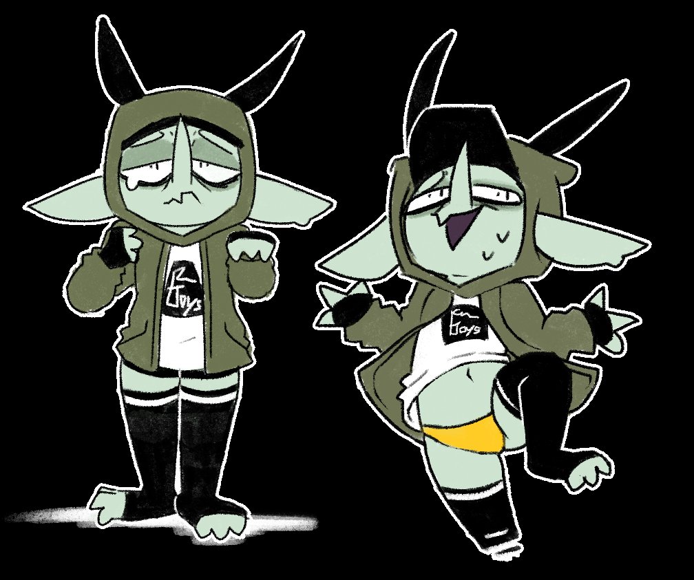 Lil doodles of my goblinsona, slightly redesigned :o