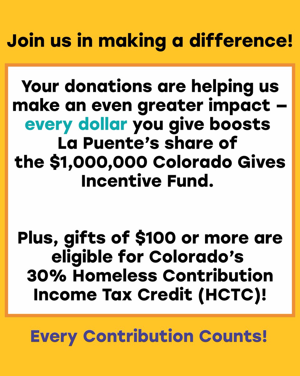 🌟This #VeteransDay, consider donating to La Puente's Colorado Gives Day Portal🌟
coloradogives.org/organization/L…

Our Crisis Prevention Program, on top of the other services, provides Veteran Support in partnership with the state of Colorado. 
#ColoradoGivesDay#WaveofGenerosity