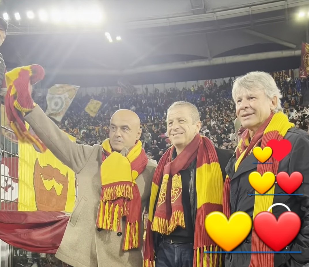 MarydauriaMaria's tweet photo. As Roma. La STORIA sempre nel cuore 💛❤️
#GiseppeGiannini
#Rizzitelli #SebastianoNela #AsRoma 
#icone #simbolistorici
#stadioolimpico
Nov2025 https://t.co/MhSYaKZXFG