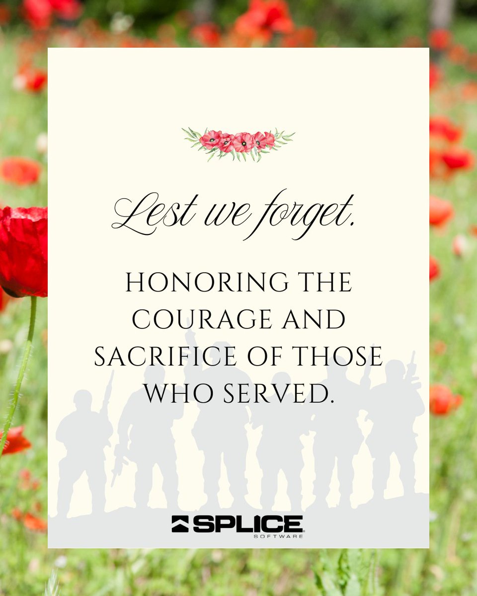 SPLICESoftware's tweet image. Today, we pause to honor those who served. Remembrance Day and Veterans Day remind us of the courage and commitment that shaped our communities. We remember with purpose and gratitude.

#RemembranceDay #VeteransDay #LestWeForget