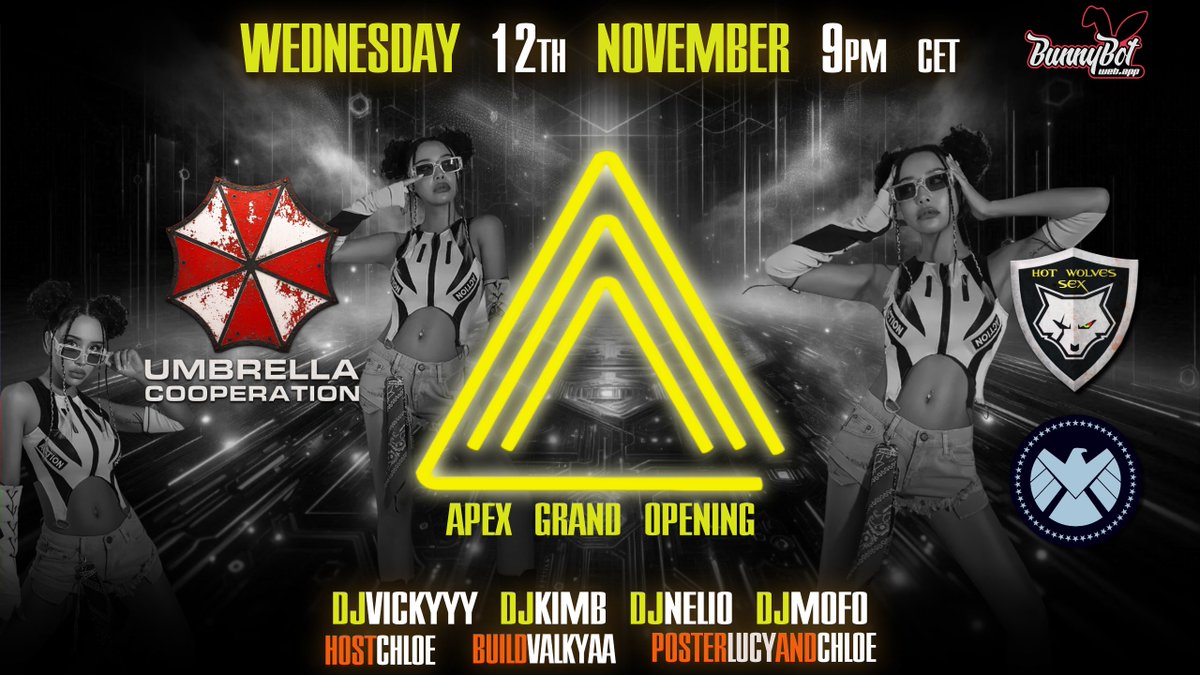 UMBRELLA™ - APEX

You stepped into the dark and found the beat 

ɢʀᴀɴᴅ ᴏᴘᴇɴɪɴɢ 

Wednesday 12 th November - 9 PM

<a href="/3dxUmbrellaCoop/">UMBRELLA COOPERATION</a> 

 <a href="/SHIELD_3dx/">SHIELD Organization</a> #TECHNO #HotWolvensSex #3dxChat #Bass #EROTIC #SEX