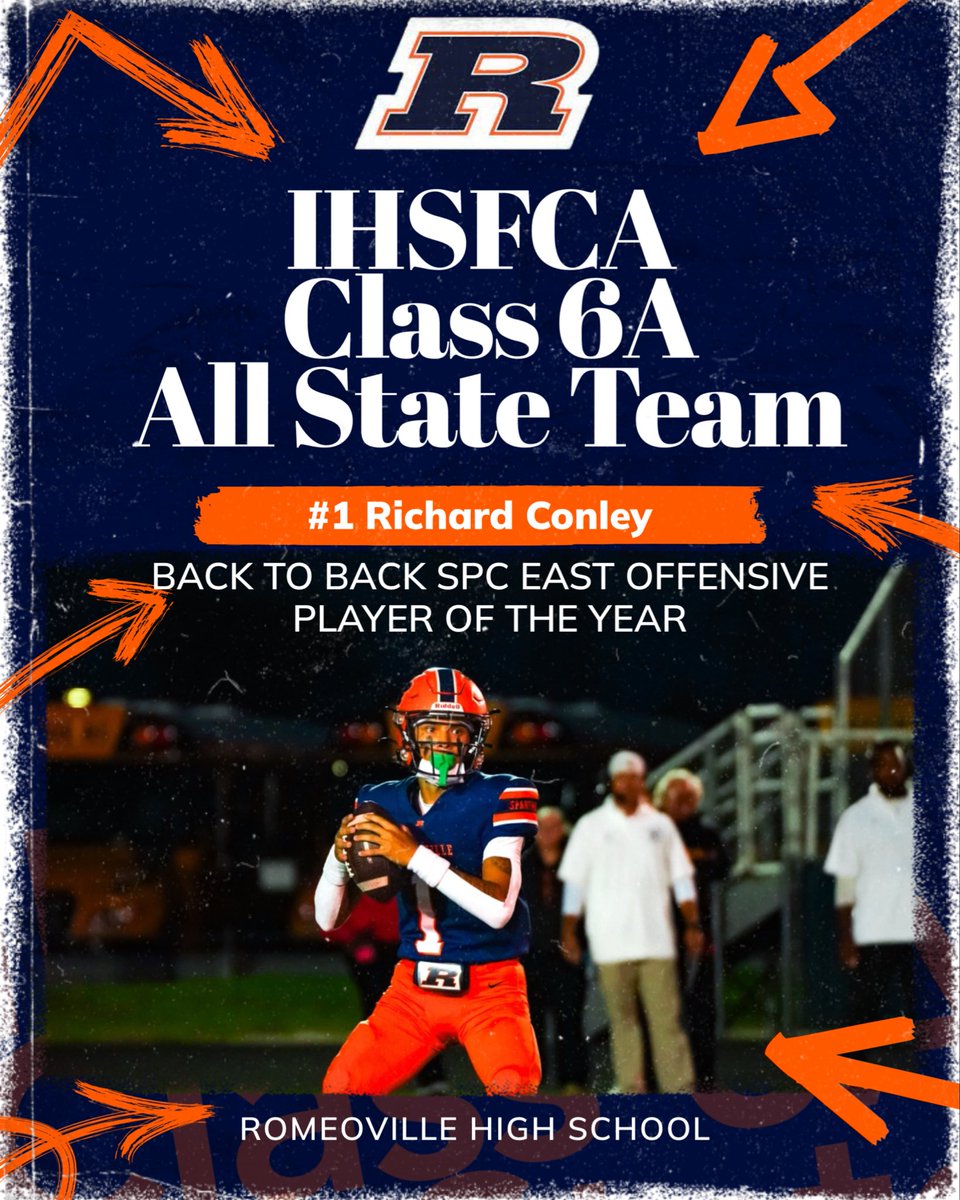 RhsSpartanfball's tweet photo. Congratulations to @Richardc72026 on his selection to the IHSFCA 6A All State Team! Earned and well deserved! For the second year in a row he was also named SPC East Offensive Player of the Year! https://t.co/2EvneOTadl