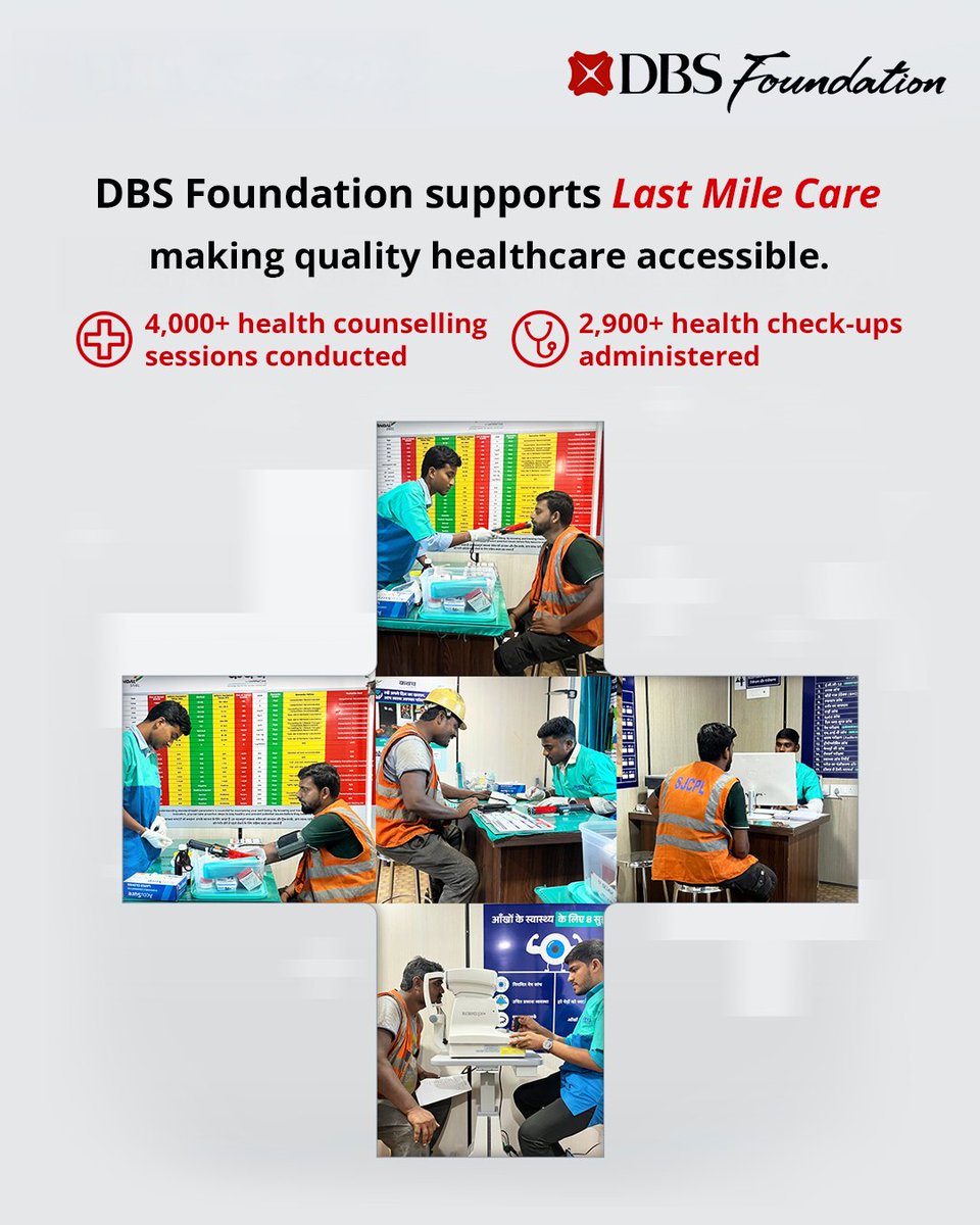#DBSFoundation supports the purpose-driven initiative by Last Mile Care to address the essential needs of blue-collar workers by providing affordable healthcare in industrial and workplace settings, reaching 2000+ individuals with periodic health checkups, teleconsultation, and