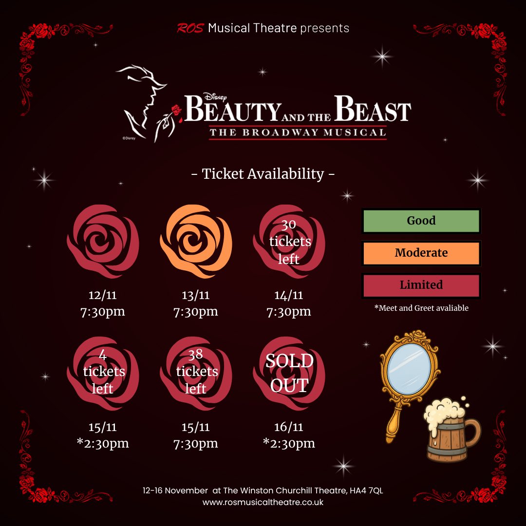 rosmusical's tweet photo. 🌟✨ Something magical is happening soon! ���🌟

Our local cast has brought Beauty and the Beast to life and seats are disappearing fast! Sunday Matinee has officially SOLD OUT! 

🔗 https://t.co/of43qHT2Zd https://t.co/QfYpXkuzcl