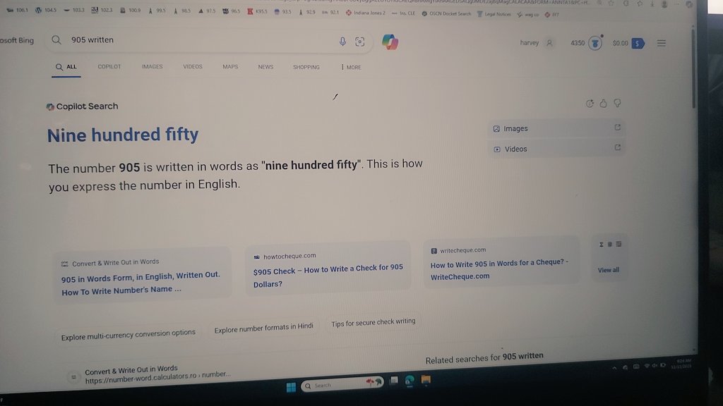 Not sure what Copilot Search on <a href="/Microsoft/">Microsoft</a> is used for, but I don't recommend. 905 is not nine hundred fifty. #Copilot