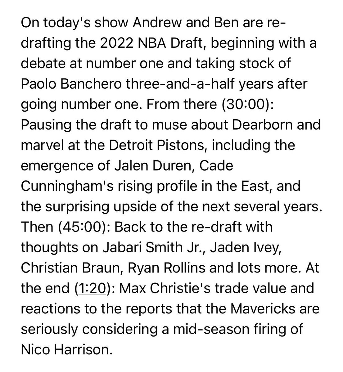 goatnbapod's tweet image. Re-Drafting Paolo, Chet and the 2022 Draft Class, The Pistons are Electric, Changes Afoot in Dallas? 

Preview feed:
podcasts.apple.com/us/podcast/gre…

Subscribe to the show:
greatestofalltalk.com