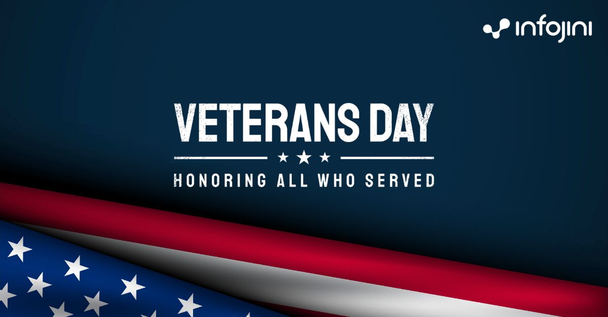 Today, we pause to honor the brave men and women who’ve served with dedication and resilience.

At Infojini, we believe the same values that drive veterans, discipline, teamwork, and leadership, are the foundation of meaningful progress and innovation.