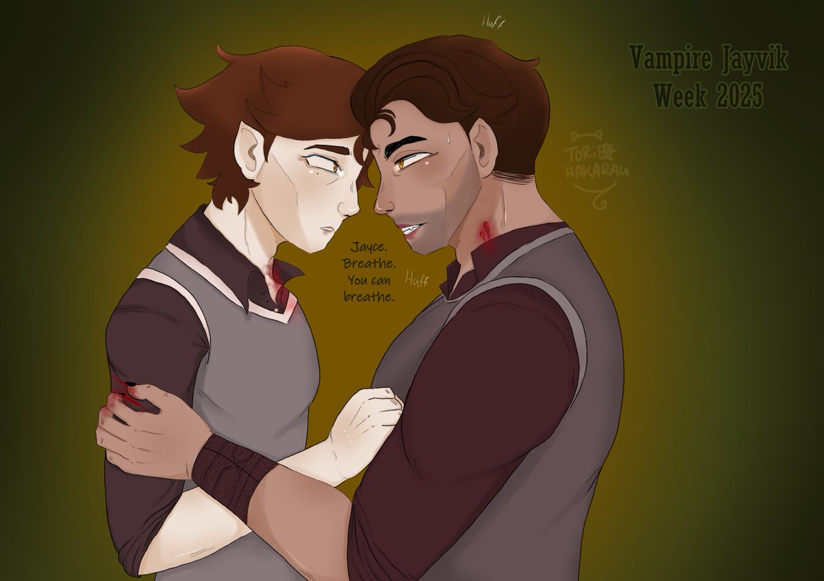 Torihakarau_art's tweet photo. [cw: blood]

For Day 2 of #vampirejayvikweek hosted on bluesky: Soulmates, First Times. 🧛❤️‍🩹

Viktor has just turned Jayce.

OR

It's Jayvik's first time mutually feeding off each other.

Vampire Jayce x Vampire Viktor
https://t.co/nphE8ccDW6

#jayvik #jayvikfanart https://t.co/LjfMe0xWe9