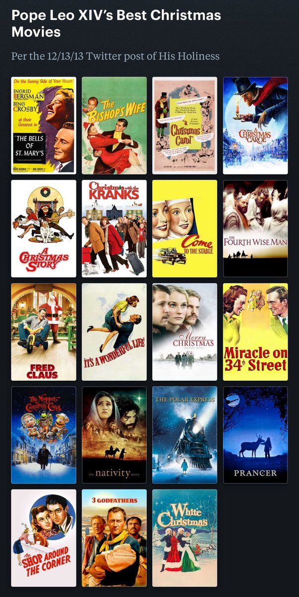 Here’s the Pope’s Letterboxd Christmas list before he had to shut down his civilian Twitter 😔
