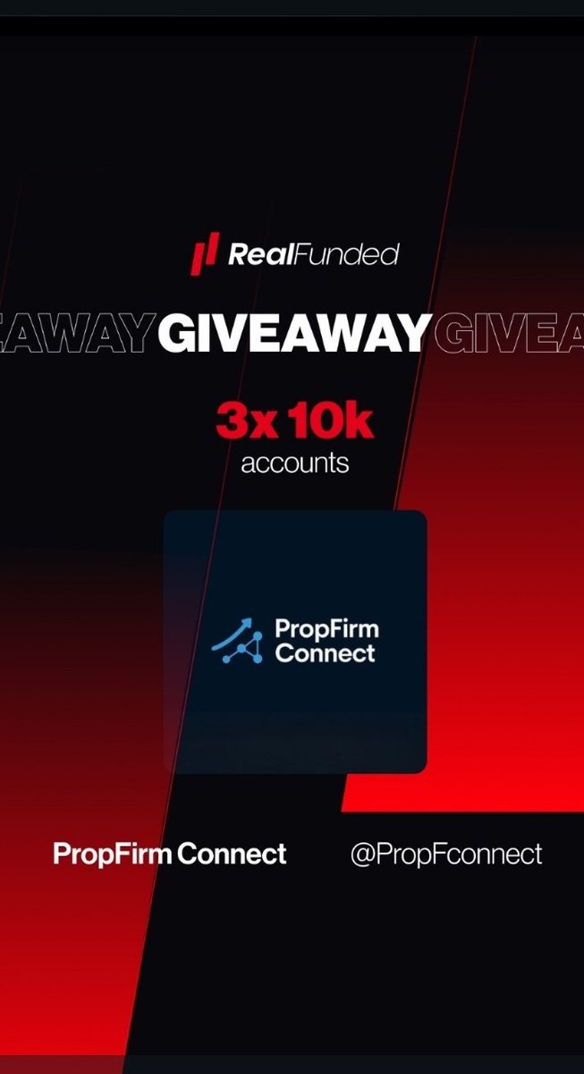 PropFconnect's tweet photo. Rules for giveaway:
- Follow @RealFundedProp  @PropFconnect @PropxcommunityX  and like this post https://t.co/Mt4qHUXBz1
- Like, comment and rt this giveaway post
- Register an account on https://t.co/PayyL4TWHo
- Bonus entries - join Realfunded discord: https://t.co/UosWriapx3 https://t.co/l5PTlizgQI