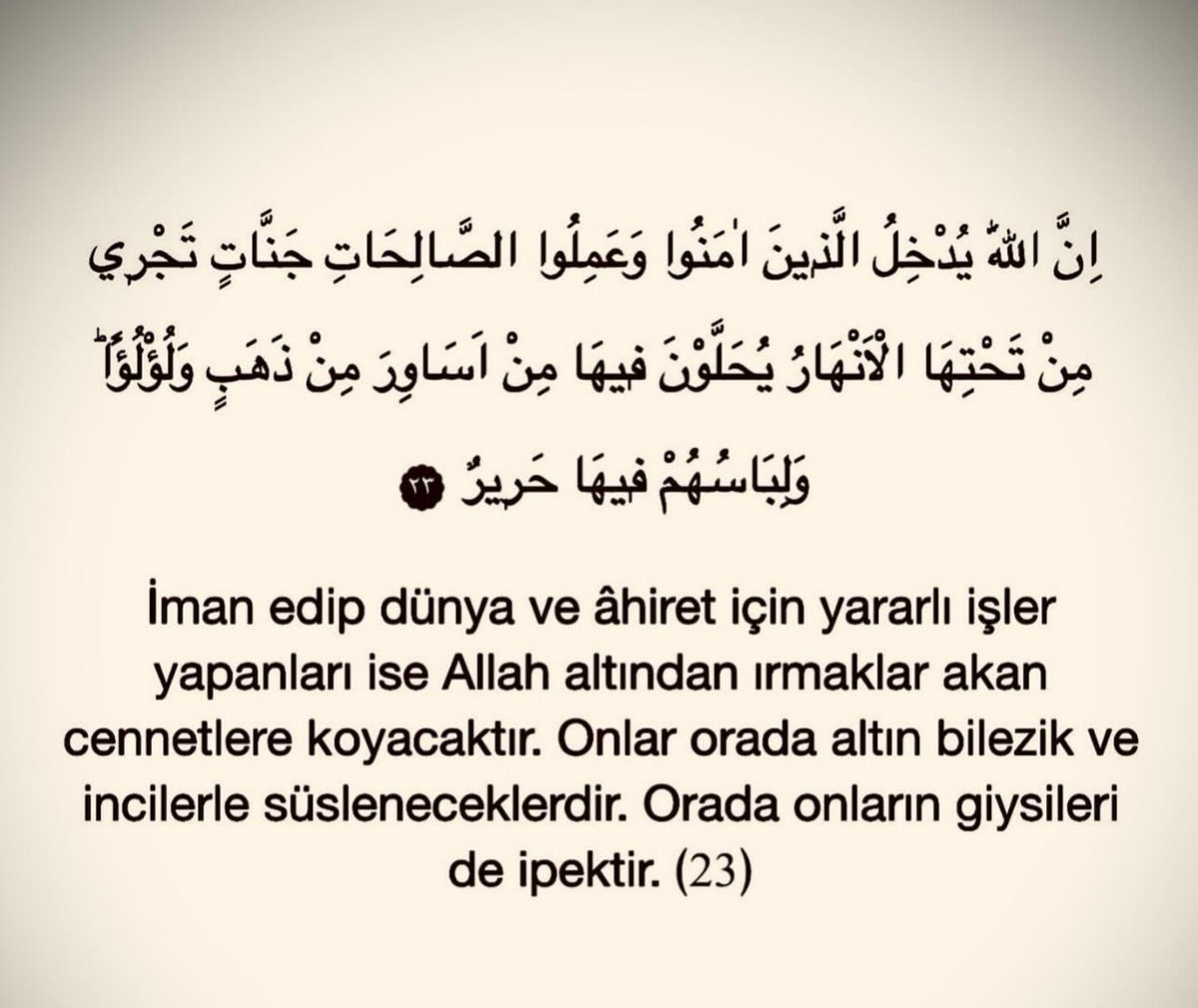 Hac Sûresi 23.Ayet