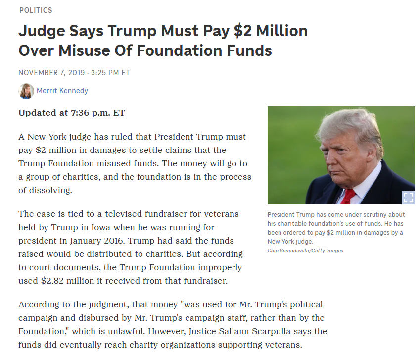 On this Veterans Day, why not remember that Trump had to be court ordered to return the money he bilked from the vets at their fundraiser, but he wants you to know he just loves them...