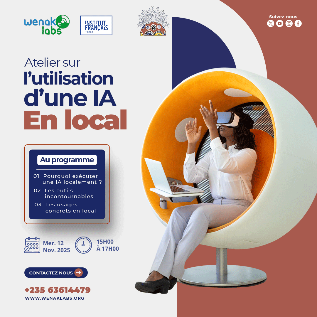 WenakLabstd's tweet image. 𝐀𝐭𝐞𝐥𝐢𝐞𝐫 : 𝐥’𝐮𝐭𝐢𝐥𝐢𝐬𝐚𝐭𝐢𝐨𝐧 𝐝’𝐮𝐧𝐞 𝐈𝐧𝐭𝐞𝐥𝐥𝐢𝐠𝐞𝐧𝐜𝐞 𝐀𝐫𝐭𝐢𝐟𝐢𝐜𝐢𝐞𝐥𝐥𝐞 𝐞𝐧 𝐥𝐨𝐜𝐚𝐥 !
Saviez-vous qu’il est possible d’exécuter une IA en local?
Inscrivez-vous ici :  forms.gle/zXhbKzVqFvtCdt…