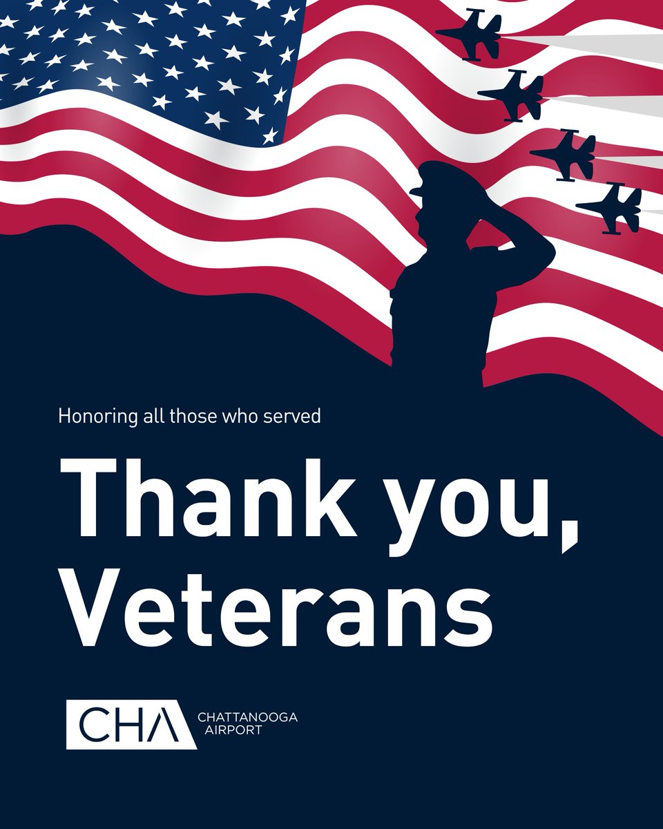 Today, we honor veterans. We also honor the veterans who continue to serve right here at the Chattanooga Airport. We're so grateful for their dedication to our passengers and to our nation 🇺🇸